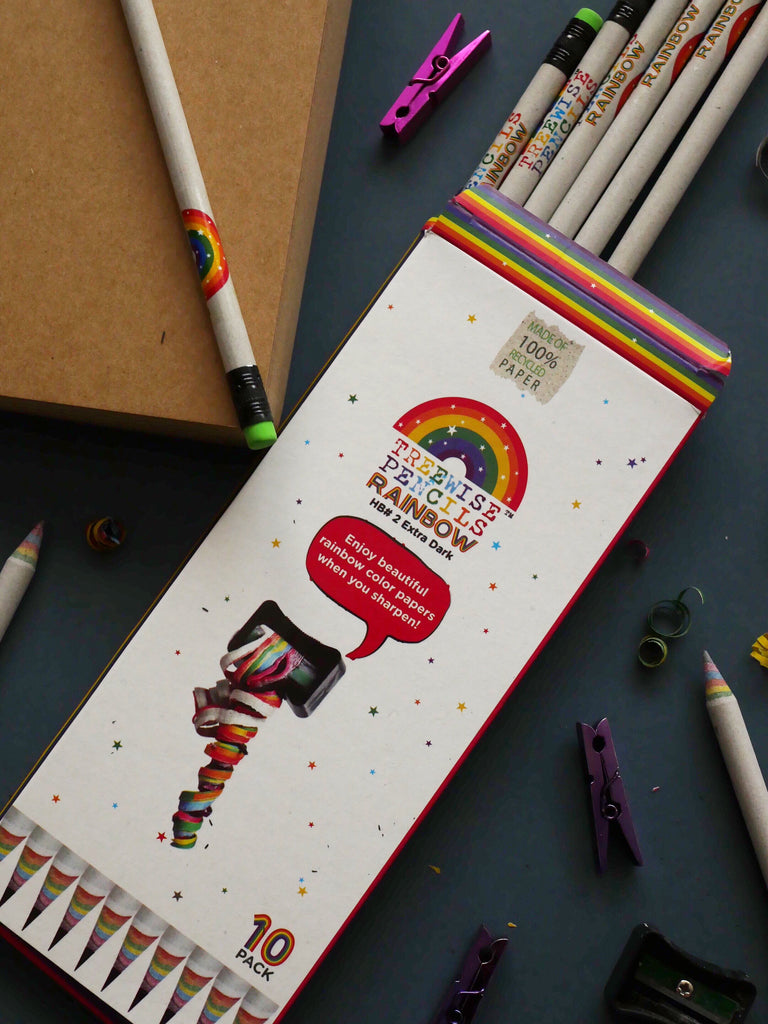 Recycled Newspaper Rainbow Pencils by Treewise / Pack of 10